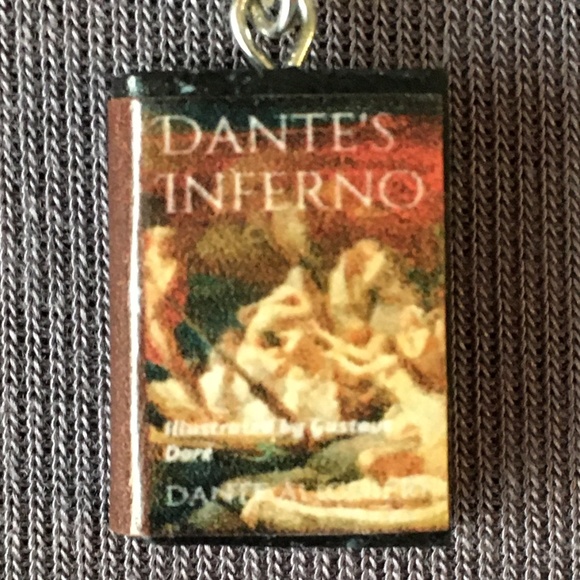 Dante's Inferno Handmade Literature Necklace, Book Cover, Devil, Angel, Cross, 9 - Picture 2 of 15
